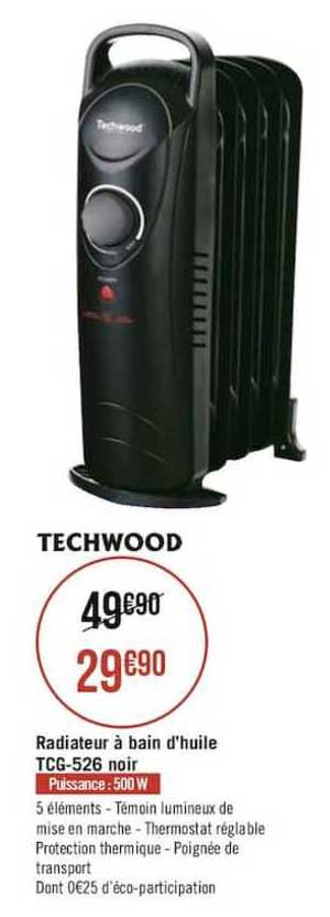 techwood radiateur à bain d'huile tcg 526 noir