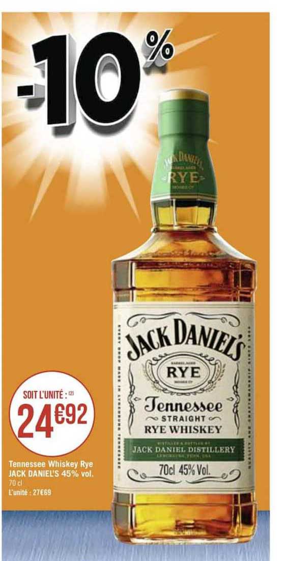 tennesse whiskey rye jack daniel's 42% vol.