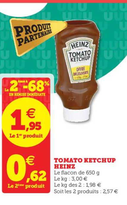tomato ketchup heinz le 2ème à -68% en remise immédiate