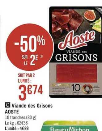 Viande Des Grisons Aoste -50% Sur Le 2e
