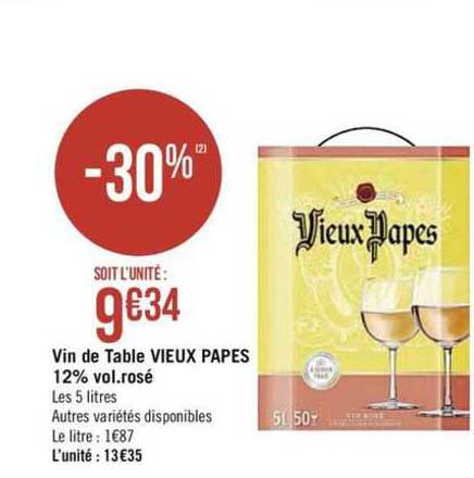 vin de table vieux papes 12% vol. rosé