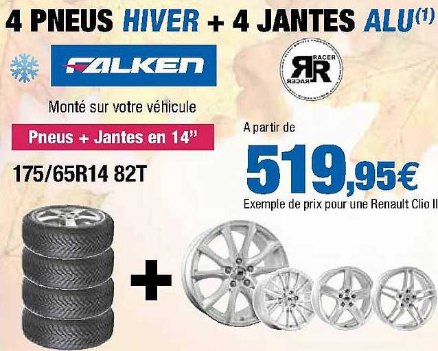 4 Pneus Hiver + 4 Jantes Alu Falken