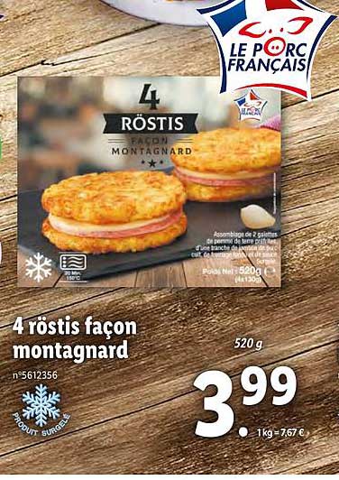 4 röstis façon montagnard