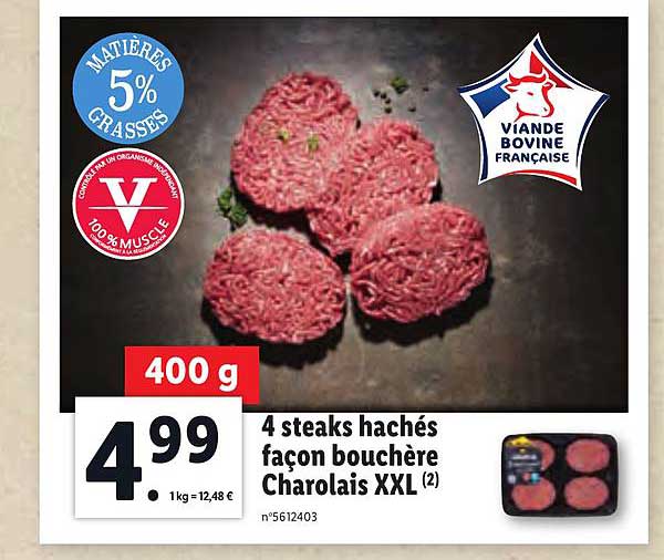 4 steaks hachés façon bouchère charolais xxl