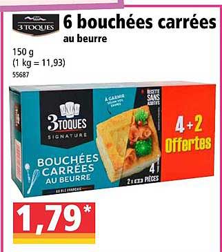 6 Bouchées Carrées Au Beurre 3 Toques