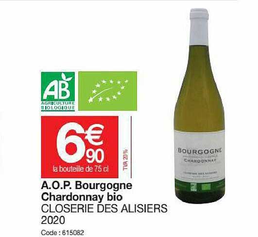 a.o.p. bourgogne chardonnay bio closerie des alisiers 2020