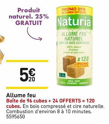 allume feu boîte de 96 cubes + 24 offerts = 120 cubes