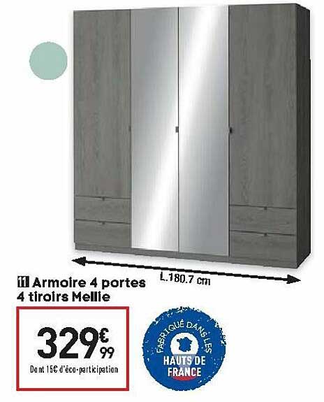 Armoire 4 Portes 4 Tiroirs Mellie
