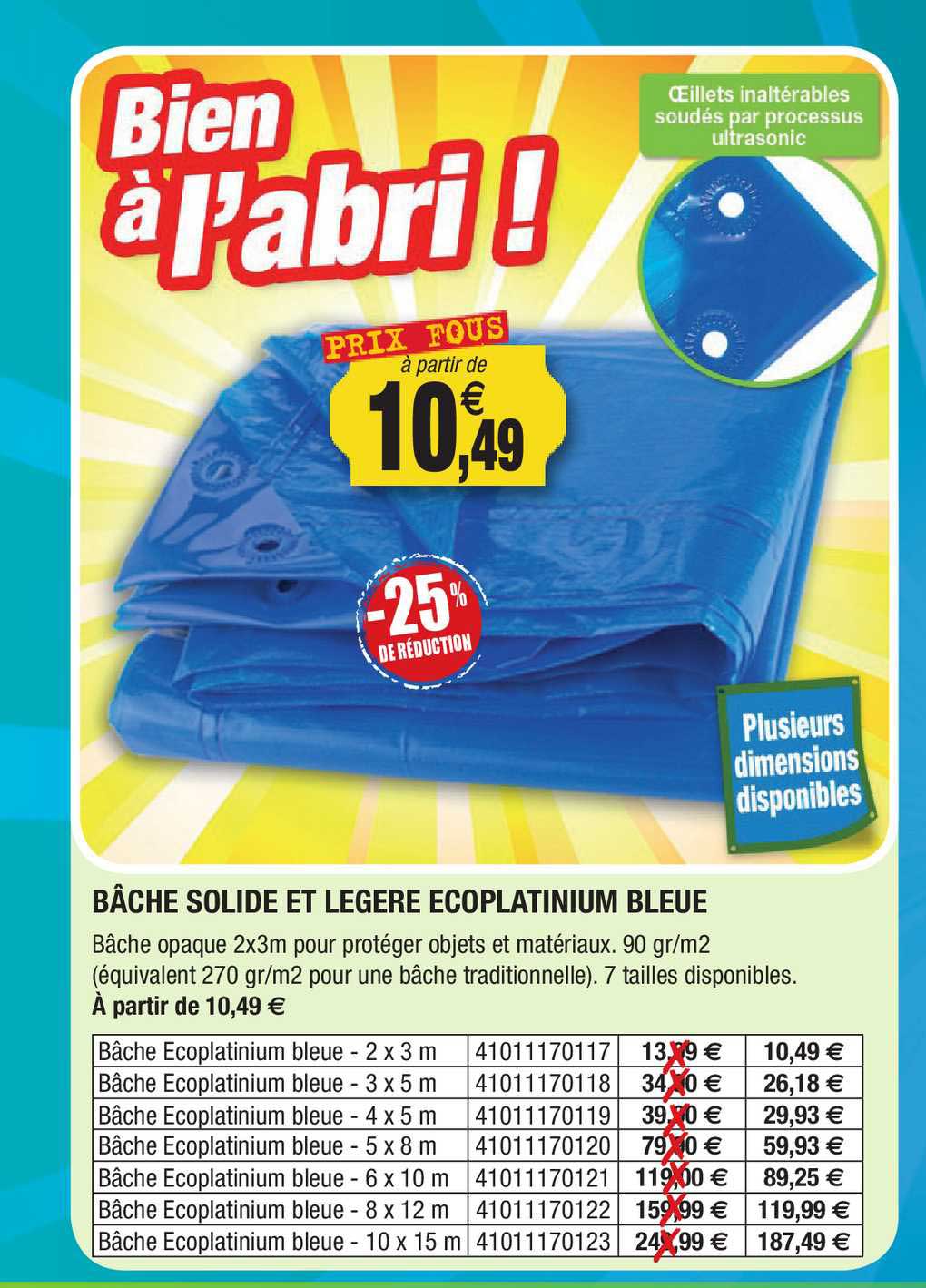 Bâche Solide Et Légère Ecoplatinium Bleue