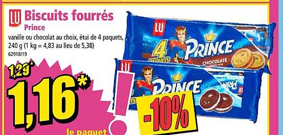 Biscuits Fourrés Prince Lu