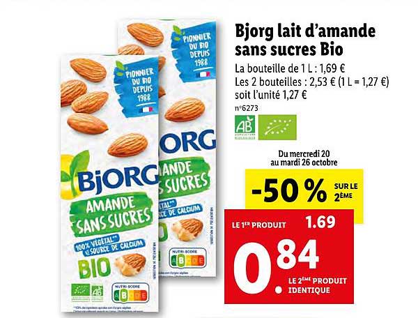 bjorg lait d'amande sans sucres bio