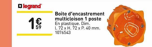 boite d'encastrement multicloison 1 poste legrand