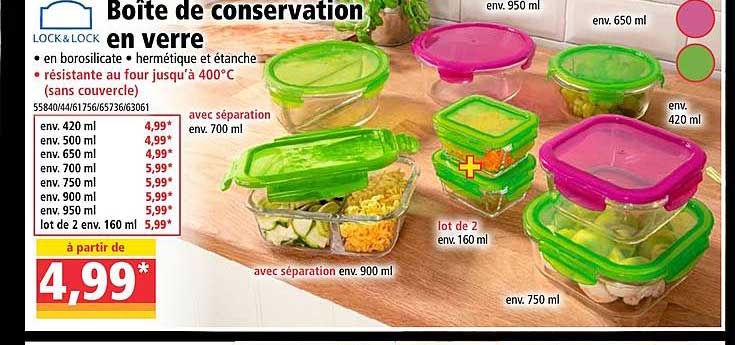 boîte de conservation en verre lock & lock