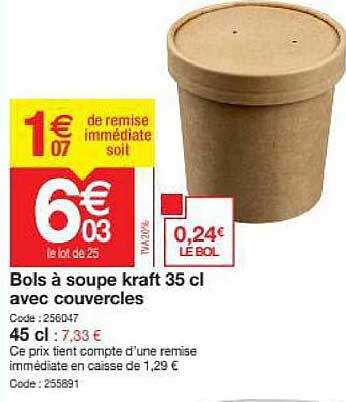 bols à soupe kraft 35cl avec couvercles