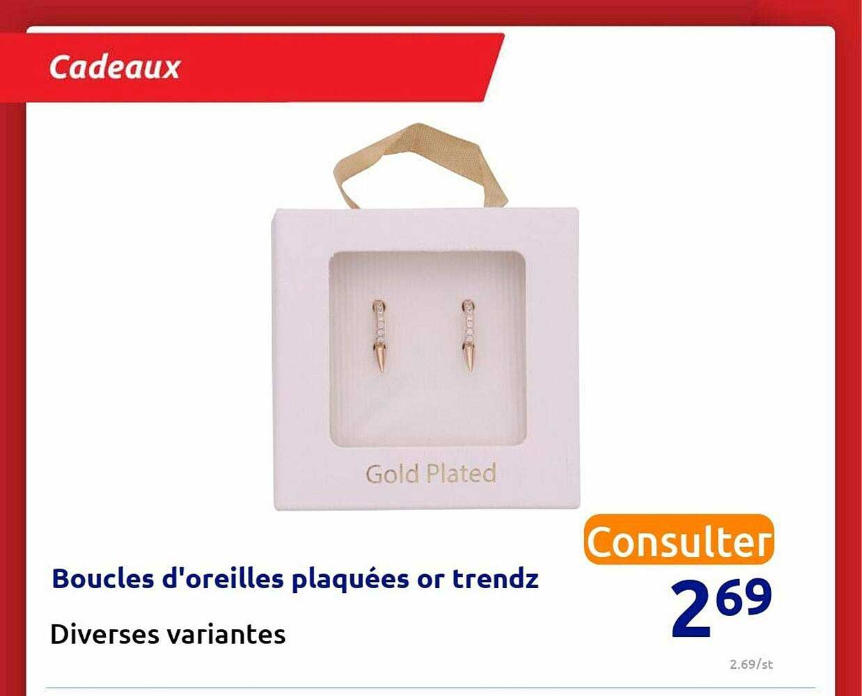boucles d'oreilles plaquées or trendz