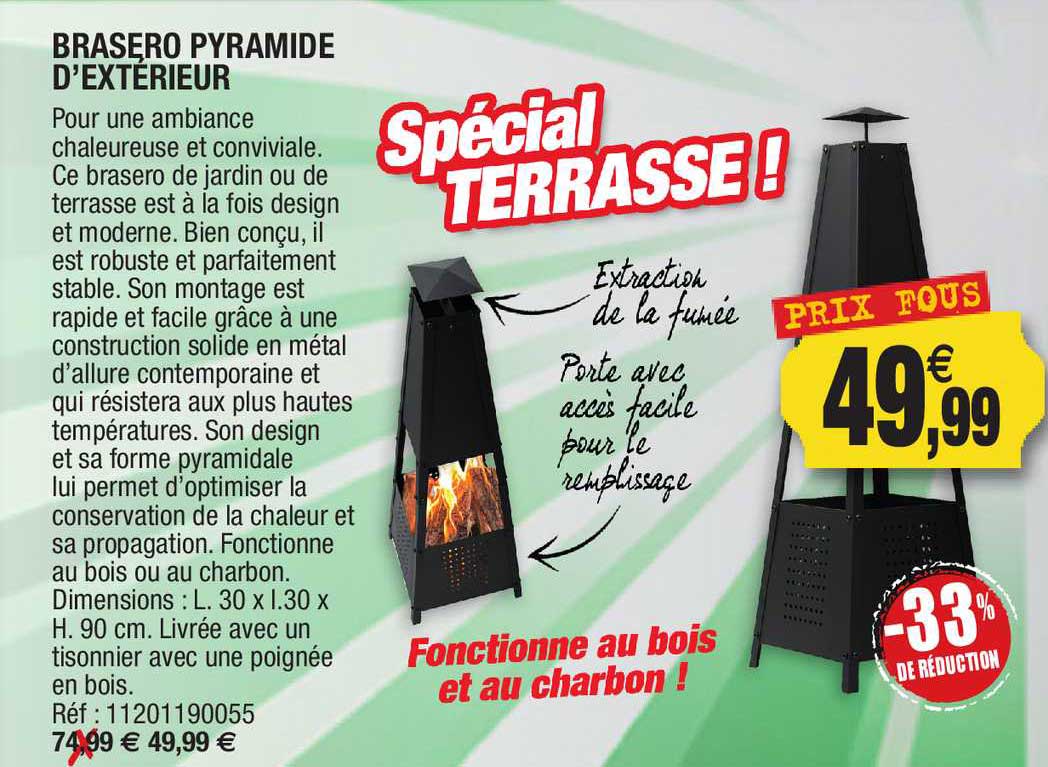 brasero pyramide d'extérieur