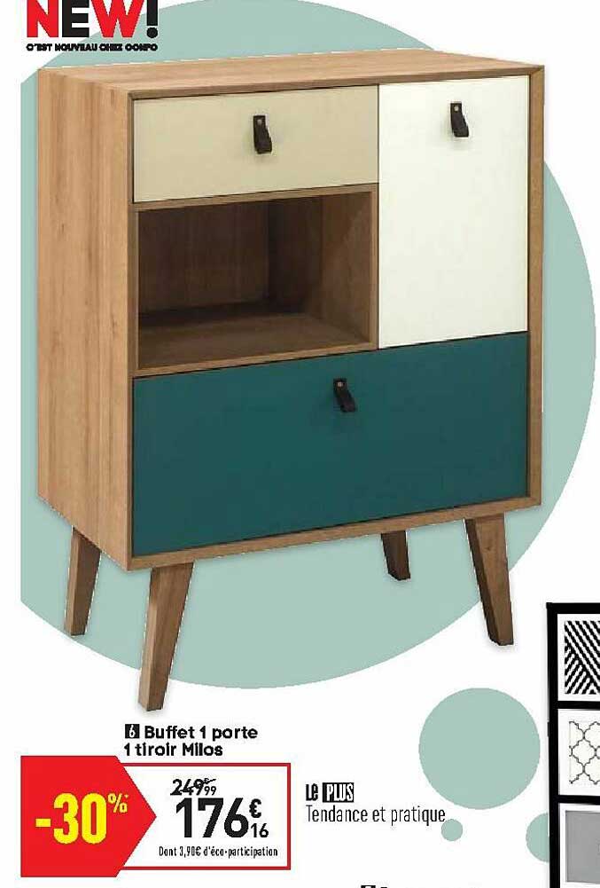 buffet 1 porte 1 tiroir milos
