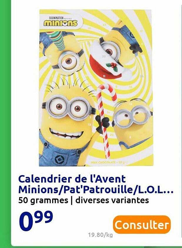 calendrier de l'avent minions-pat'patrouille-l.o.l...