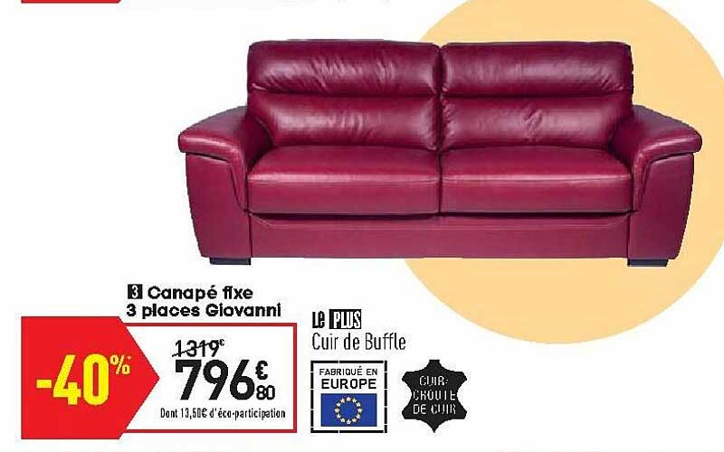 canapé fixe 3 places giovanni