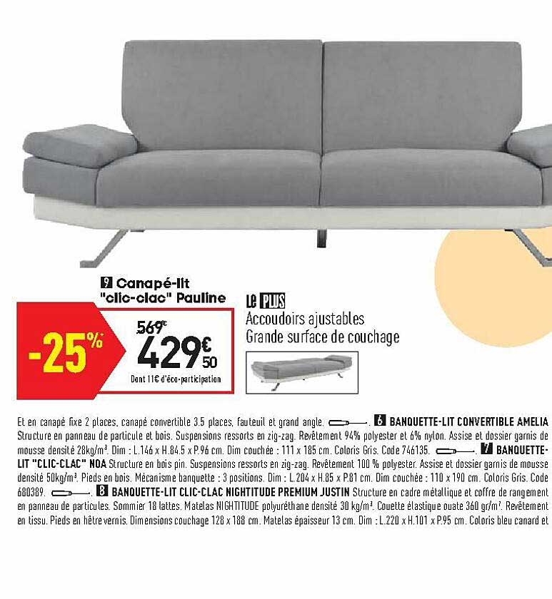 canapé-lit "clic-clac" pauline