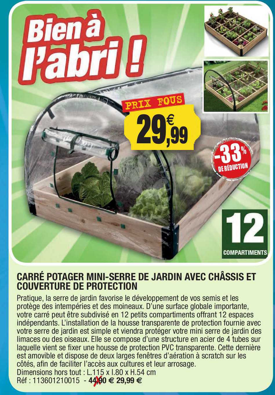 carré potager mini-serre de jardin avec hâssis et couverture de protection