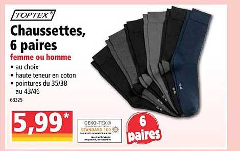 Chaussettes, 6 Paires Toptex®