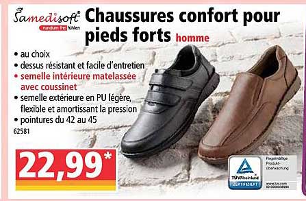 chaussures confort pour pieds forts homme samedisoft