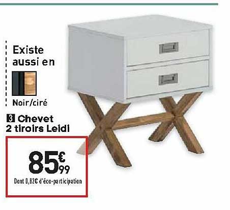 Chevet 2 Tiroirs Leidl
