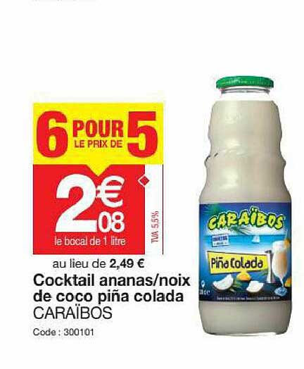 Cocktail Ananas-noix De Coco Piña Colada Caraïbos