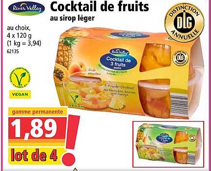 cocktail de fruits au sirop léger river valley