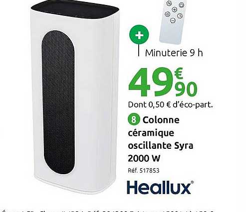 colonne céramique oscillant syra 2000w heallux