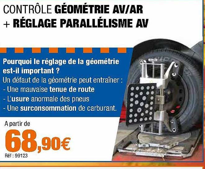 contrôle géométrie av-ar + réglage parallélisme av