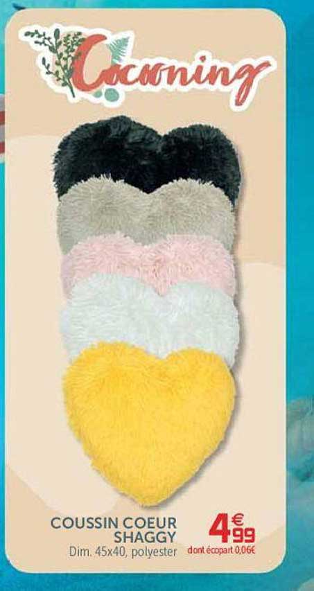coussin cœur shaggy