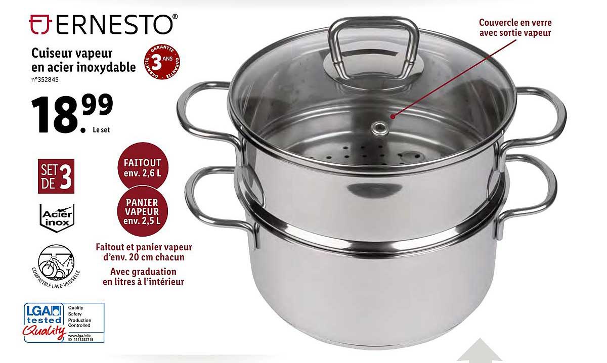 cuiseur vapeur en acier inoxydable ernesto