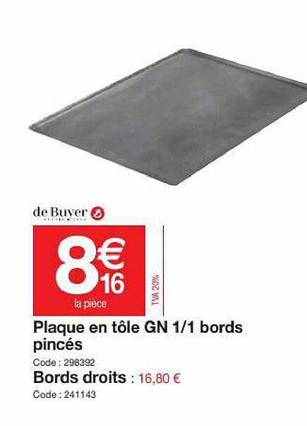de buyer plaque en tôle GN 1-1 bords pincés
