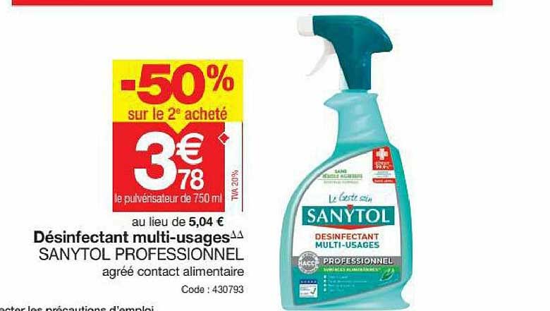 désinfectant multi-usages sanytol professionnel