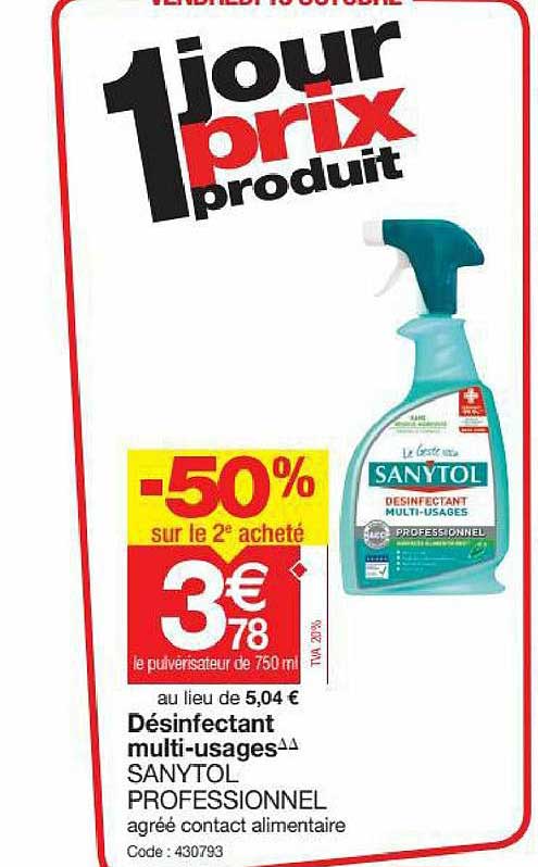 désinfectant multi-usages sanytol professionnel