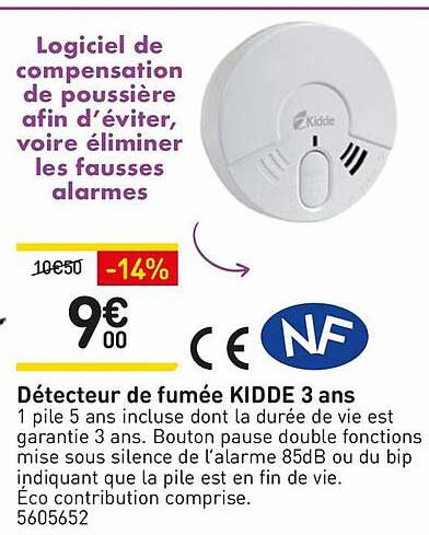 détecteur de fumée kidde 3 an