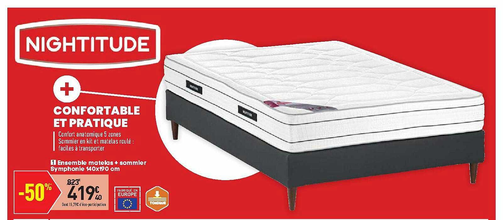 ensemble matelas + soimmier symphonie 140x190 cm