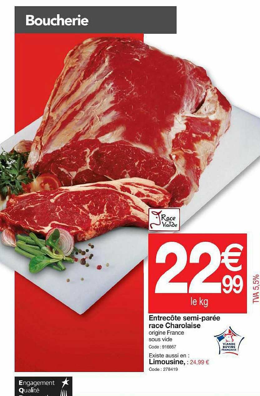 entrecôte semi-parée race charolaise