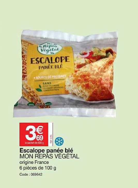 escalope panée blé mon repas végétal