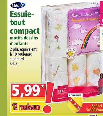 essuie-tout compact motifs dessins d'enfants