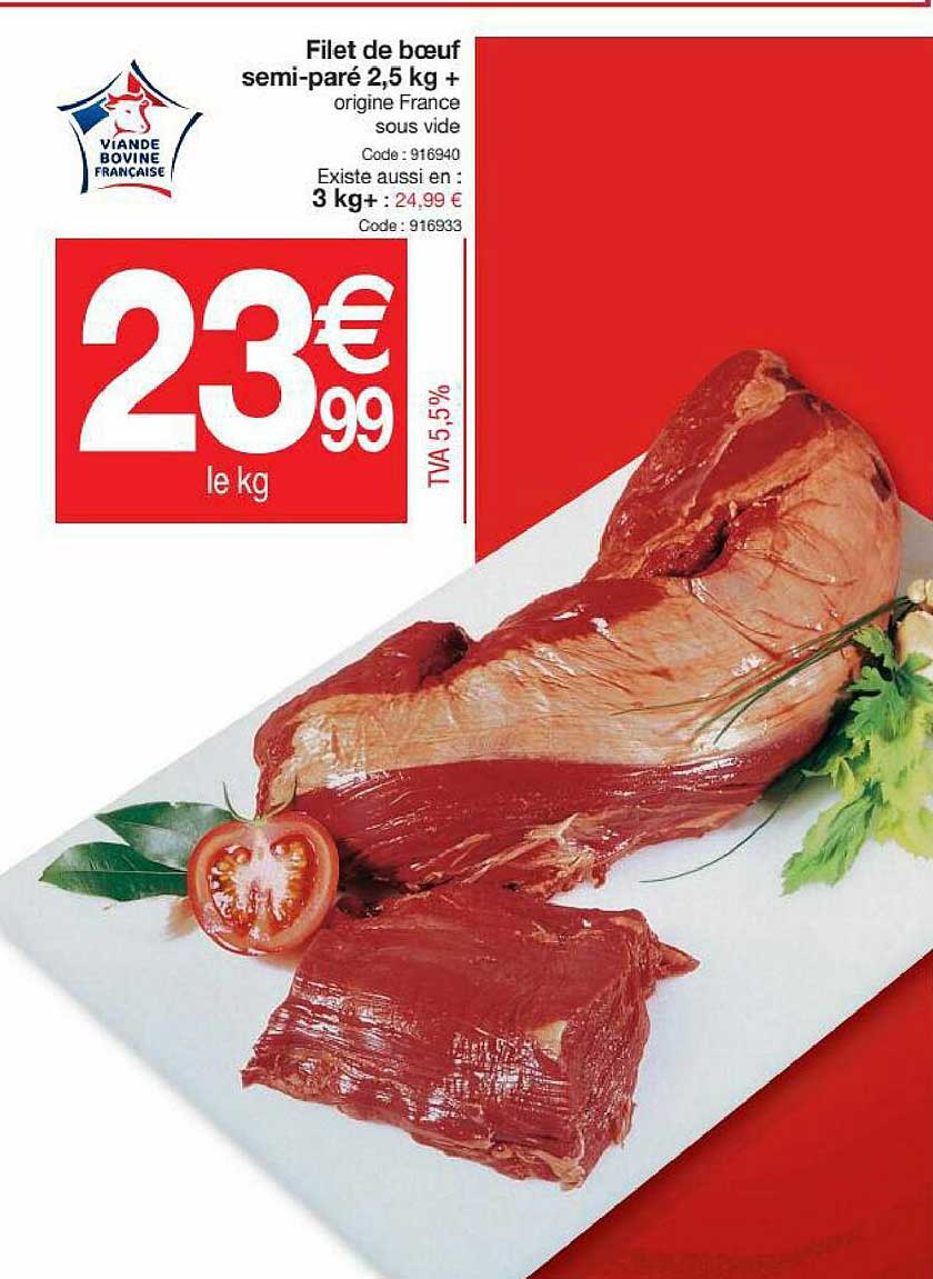 filet de boeuf semi-paré