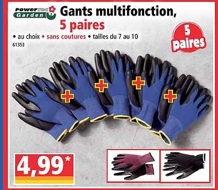 Gants Multifonction, 5 Paires Powertec Garden