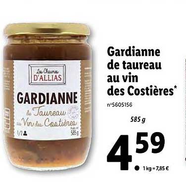 gardianne de taureau au vin des costières