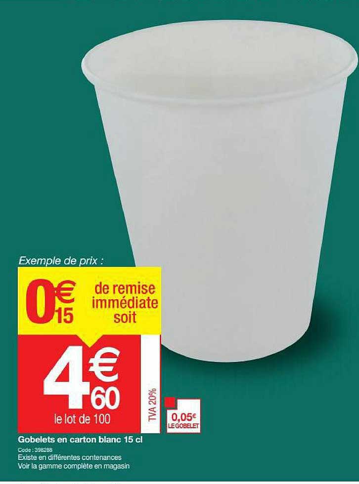 Gobelets En Carton Blanc 15 Cl