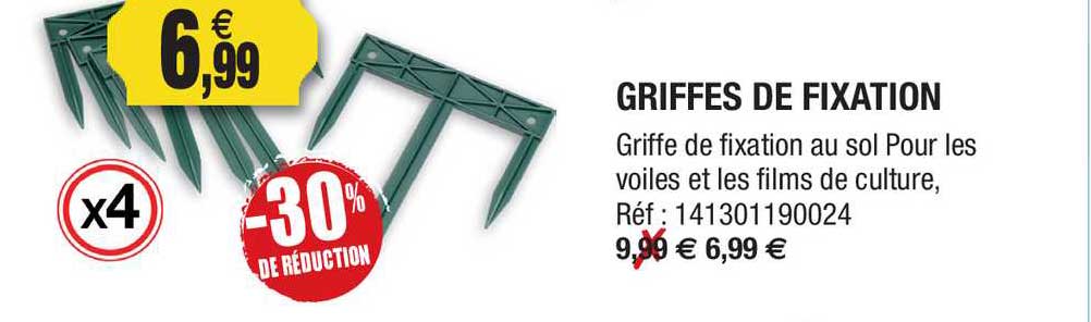 griffes de fixation -30% de réduction