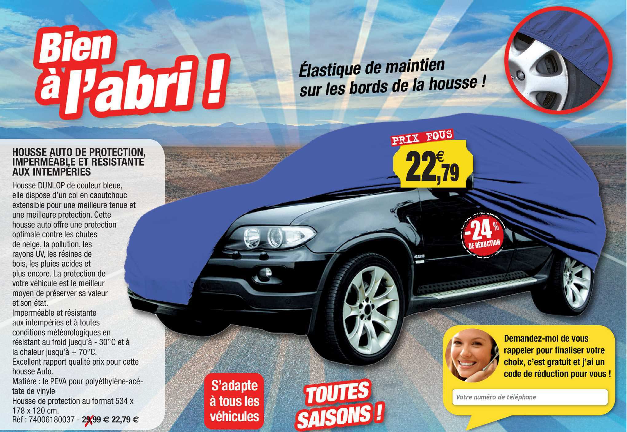 housse auto de protection impermeable et résistante aux intempéries