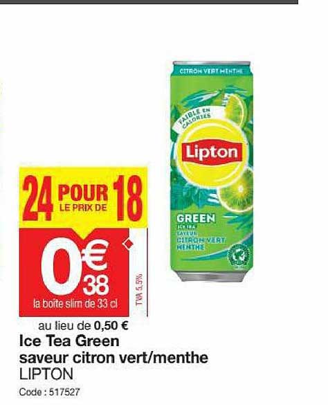Ice Tea Green Saveur Citron Vert-menthe Lipton