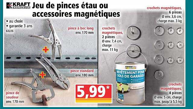 jeu de pinces étau ou accessoires magnétiques kraft werkzeuge